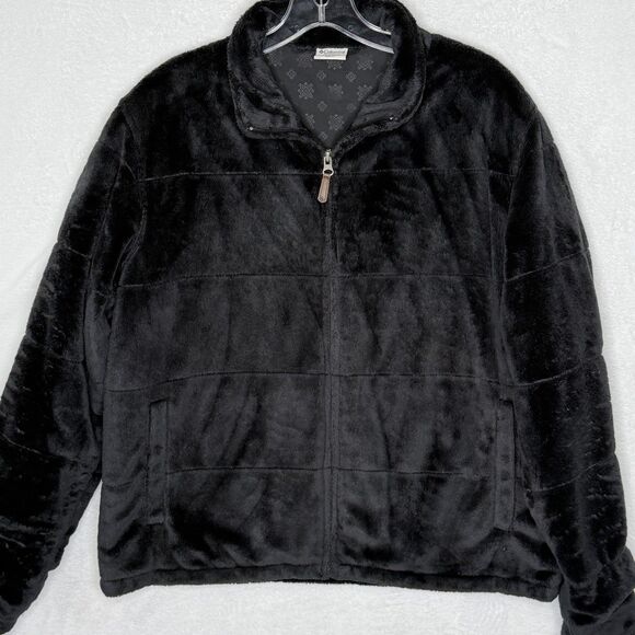 Columbia Women’s XL Black Fuzzy Fleece Jacket Fully Lined Coat - Picture 1 of 16